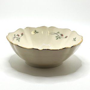 Lenox Rose Manor Small Bowl Pink Roses Gold Trim Scalloped - USA